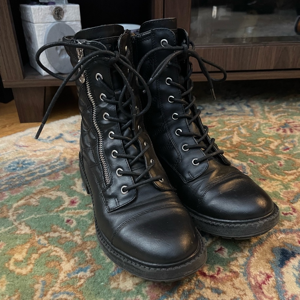 Black Fashion Combat Boots